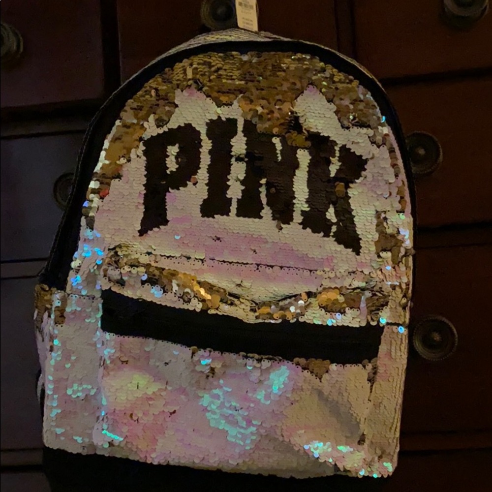 Black and white sequin back pack.